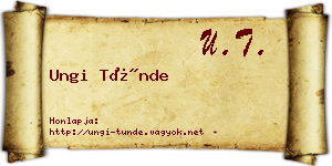 Ungi Tünde névjegykártya